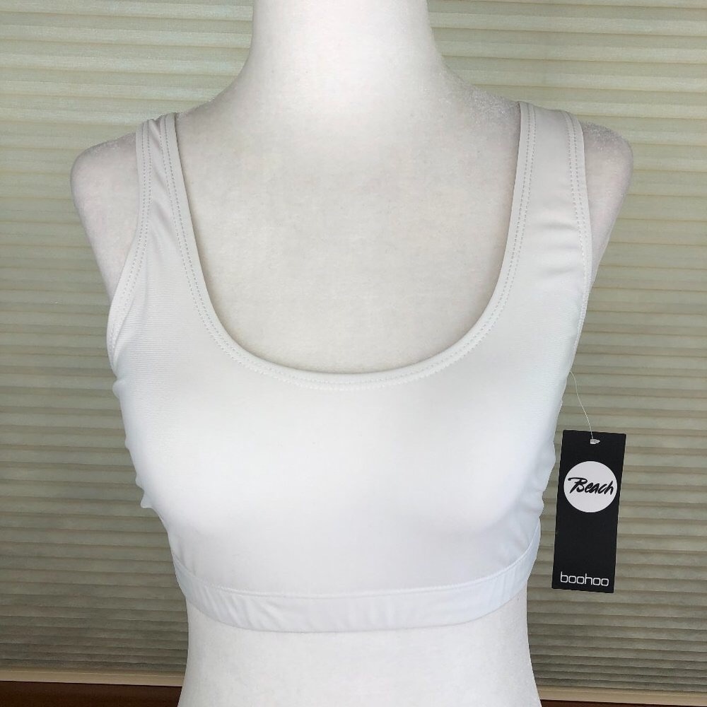 Boohoo Beachy Coastal Crop Tank Bikini Top Festival Vacation Island Resort Wear